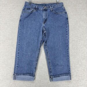 BLU Jeans Womens 12 Blue Medium Wash Relaxed Capri Mid Rise Cuffed Denim Casual